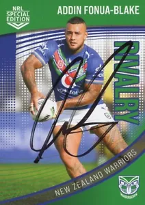 Signed 2022 New Zealand Warriors NRL Special Edition Card - Addin Fonua-Blake - Picture 1 of 3