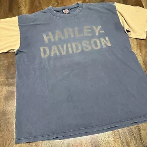 Vintage 90s Harley Davidson T Shirt Earth Tones Double Sided Eagle XL - Picture 1 of 12