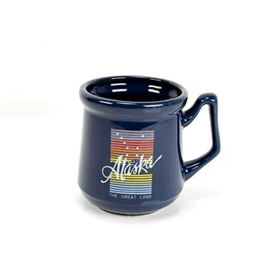 Vintage Alaska The Great Land Blue Coffee Tea Mug Cup Retro 80s - Picture 1 of 8