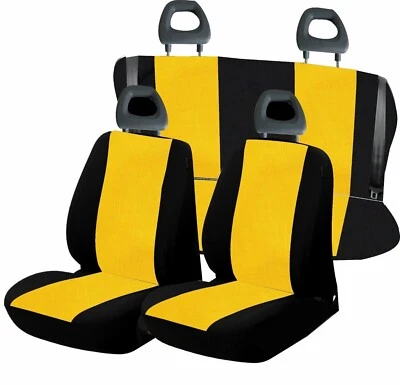 coprisedili auto fiat panda 2003/2012 in cotone nero/giallo 100% made in ita - Immagine 1 di 4