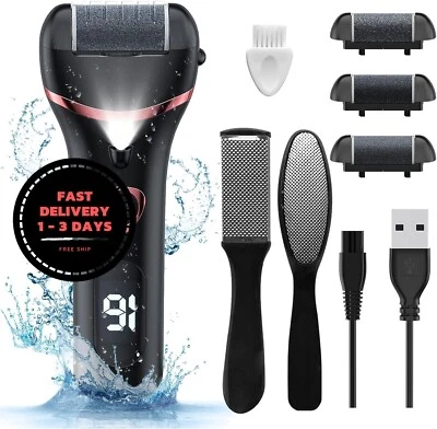 Removedor eléctrico de callos para pies, recargable, resistente al agua, 3 rodillos Foto 1 de 4