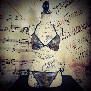 Bikini Dreamgirl con estampado de hoja metálica cobra talla M/L - Imagen 1 de 12