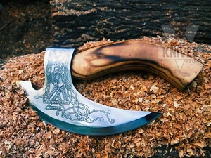 CUSTOM HANDMADE CARBON STEEL PIZZA CUTTER VIKING HATCHET TOMAHAWK HUNTING AXE - Bild 1 von 6