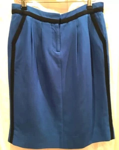 Jaeger Classic Original London Lined Skirt 12 - Blue Virgin Wool Elastane - MINT - Picture 1 of 7