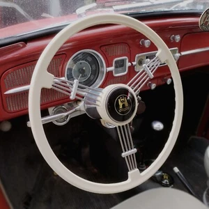 Banjo Steering Wheel Ivory complete for VW volkswagen beetle type 3 ghia AAC413 - Picture 1 of 14
