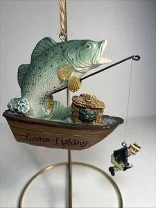 Adorno de Navidad de resina de pesca desaparecida de colección pesca de lubina grande pescador - Imagen 1 de 8