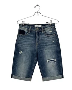 KanCan Nellie High Rise Stretch Denim Bermuda Shorts - Sz 27 - Picture 1 of 4