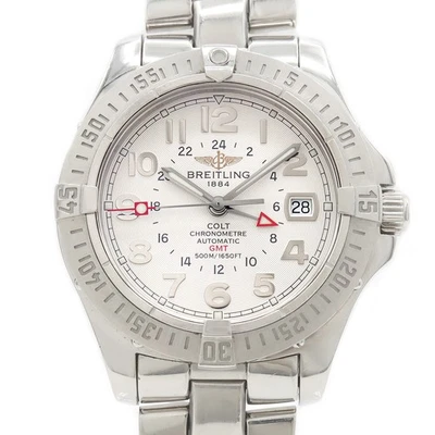 BREITLING Colt GMT A32350 Fecha 500m Plata Acero Inoxidable Hombres Automático - Imagen 1 de 4