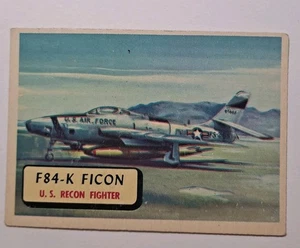 Tarjeta coleccionable 1957 Topps Red Back Aviones #23 F84-K Ficon US Recon Fighter - Imagen 1 de 2