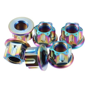 6uds Titanio Aleación M12 Paso 1,5mm Rueda Trasera Piñón Brida Tuerca - Imagen 1 de 6