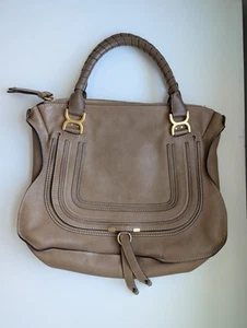 Authentic Chloe Large Marcie Leather Satchel Shoulder Bag in Nut EUC - Picture 1 of 11