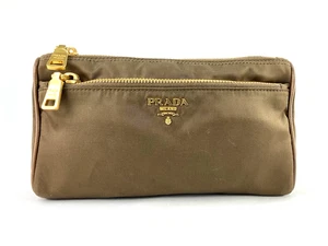 Vintage Prada Nylon Zip Pouch Brown - Picture 1 of 18