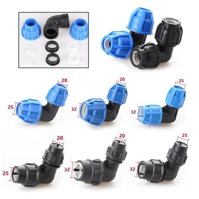 PP Fitting Klemmverbinder Reduzier 90° Winkel PE Rohr Verschraubung 20 25 32mm - Bild 1 von 4