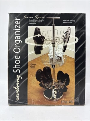 New in Box 3 Tier Revolving Rotating Shoe Organizer 18 Pairs Chrome Plated NIB - Image 1 of 4