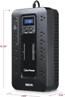 CyberPower EC850LCD  Ecologic 850 VA 510 Watts 12 Outlets UPS - Image 1 of 4