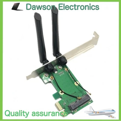 Wireless Wifi Network Card Mini PCI-E To PCI-E 1X Desktop Adapter + 2 Antennas - Image 1 of 4