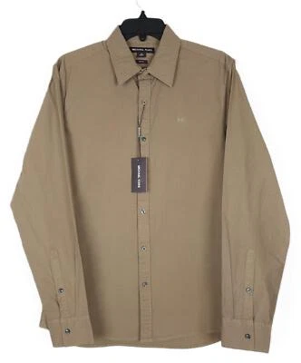 Camisa Michael Kors Para Hombre Calce Ajustado Elástico Prenda Teñida Botón Oliva Mediana Nueva con Etiquetas Foto 1 de 4