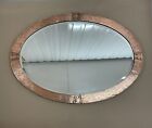 Antique Victorian Arts And Crafts Movement Large Copper Oval Mirror C1890