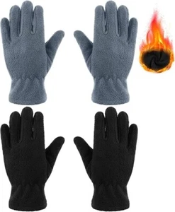 2 Pairs Kids Fleece Gloves Boys Full Fingers Gloves Girls Warm Kids Gloves Kids - Picture 1 of 7