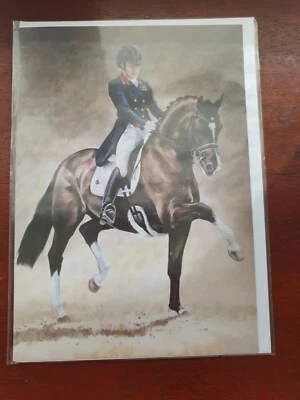 CAROLINE COOK Valegro and Charlotte Dujardin BLANK greetings card HORSE Dressage birthday card