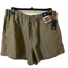 Gap Drawstring 4 Pocket Linen Shorts Olive Green Size XXL