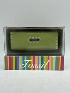 Fossil Lipstick Case w/ Mirror Green NOS Chapstick Holder Genuine Leather - Picture 1 of 2
