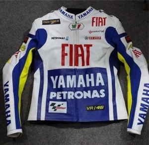 YAMAHA MOTORCYCLE BLACK RED COWHIDE LEATHER JACKET MOTORBIKE RACING JACKET - Picture 1 of 4