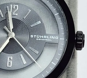 Stuhrling Original Krysterna Crystal Black Leather Water Resistant Watch - Picture 1 of 9
