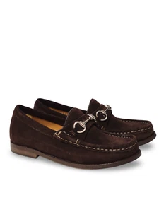 NIB New Gucci Kids Brown Suede Horsebit Loafer Shoes Size 27 29 30 - Picture 1 of 5