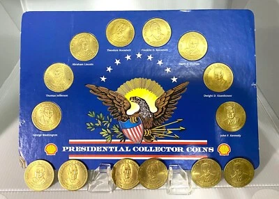 Shell Gas Presidential Collector 8-Coin Set PLUS 6 Coins Truman Lincoln Kennedy - Image 1 of 4