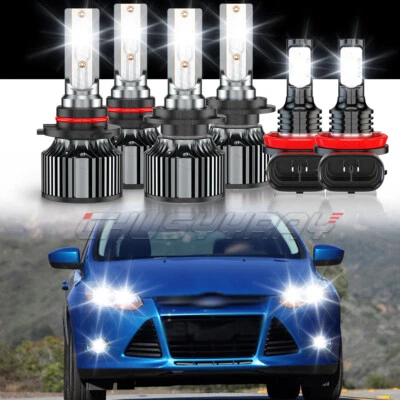 Para Ford Focus 2012-2018 6x faros LED haz alto bajo + bombillas antiniebla 6500 k Foto 1 de 4