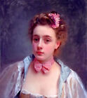 Oil painting gustave jean jacquet - dressed for the ball nice young girl beauty 