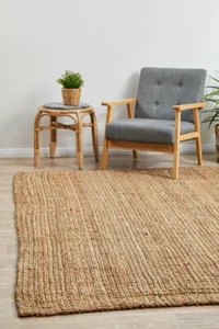 New Natural Extra Large Hand Loomed Floor Rug Flat Weave Jute Rug Assorted Size - Picture 1 of 8