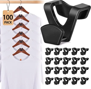Space Saving Hanger Hooks 100 Pack, Black Clothes Hanger Connector Hooks, Heavy - Picture 1 of 12
