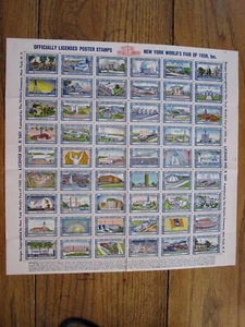 US - NEW YORK WORLD'S FAIR 1939 - SHEET POSTER STAMPS FAMOUS ARCHITECTURE - Picture 1 of 2