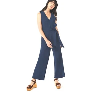 Free Assembly Women's V-Neck Jumpsuit, Blue, X-Small - Picture 1 of 3