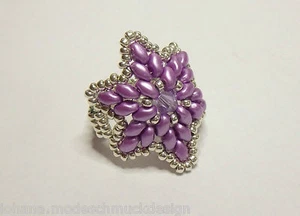 Anillo de mujer con elementos Swarovski, morado, 60 mm y a medida, hecho a mano, hecho a mano - Imagen 1 de 3