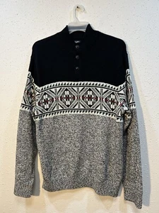 CHAPS Nordic Black/gray Multi Color Sweater Men's XLarge Retro Look - Picture 1 of 9