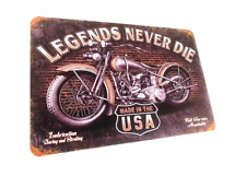 Legends Never Die Tin Wall Sign Print Vintage Retro Style Garage Basement Bar