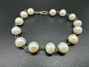 925 sterling silver pearl beaded bracelet - Picture 1 of 7