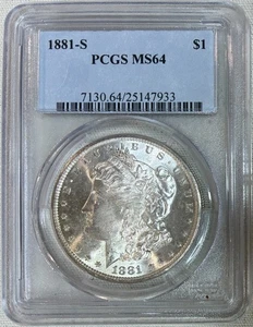 1881-S Morgan Silver Dollar, PCGS MS-64, Blast White! - Bild 1 von 2