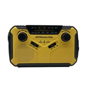 Radio de manivela de emergencia solar con luz LED, sirena SOS y auricular de 3,5 mm - Imagen 1 de 2