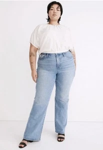 Madewell 11" High Rise Distressed Flare Jeans Conwell Wash Size 26W PLUS NEW NWT - Picture 1 of 11