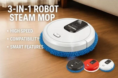Robot Sweeper & Steam Mop – Pet-Friendly Multi-Surface Floor Cleaner | Quiet | - Image 1 of 4