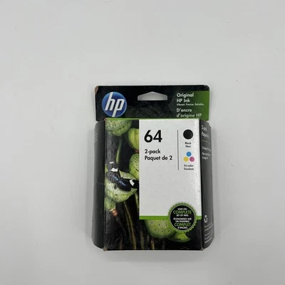Paquete de 2 cartuchos de tinta combinados tricolor negros HP 64 originales OEM - expiran en octubre de 2023 Foto 1 de 4