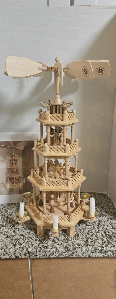 德国手工 4 Teir 耶稣诞生金字塔 1 刀片 Msg. Still Works 可以重新订购... — 第 1/4 张图片