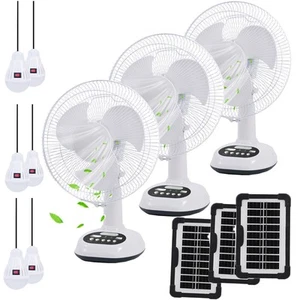 14400mAh Rechargeable Solar Powered Fan, With Led Lighting for Outdoor/Indoor... - Picture 1 of 7