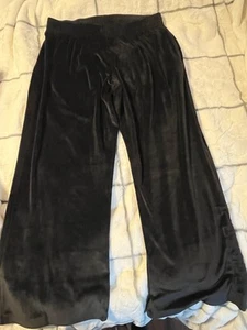 Victoria's Secret Velour Track Jogger Pants Womens XL Black Lounge Comfy - Picture 1 of 4