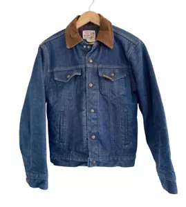 Vtg Saddle King Western Cowboy Blanket Lined Blue Denim Jacket SZ 38 REG US Med - Picture 1 of 13
