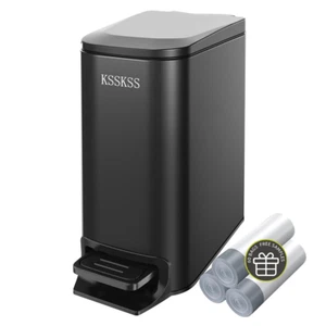 Small Bathroom Trash Can with Soft Close Lid, 6L / 1.6 Gallon Stainless Steel Ga - Picture 1 of 12